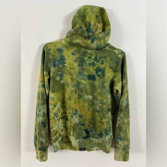 Aviator Nation KID'S HAND DYED ZIP HOODIE - TIE DYE GREEN YELLOW - Picture 3 of 7